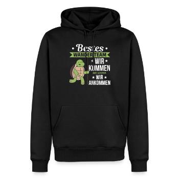 Bestes Wander Team Wir kommen an wenn wir ankommen - Männer Premium Bio Hoodie - Schwarz - Vorne - Nico (187cm)