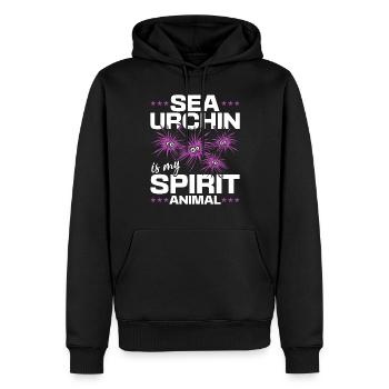 L’oursin est mon animal spirituel - l’oursin - Sweat à capuche Premium bio Homme - noir - Devant - Nico (187cm)