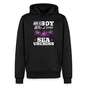 Juste un garçon qui aime les oursins - Sweat à capuche Premium bio Homme - noir - Devant - Nico (187cm)