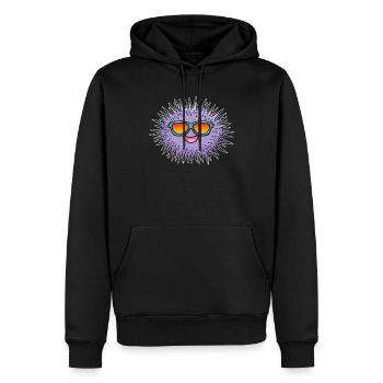 Drôle d’oursin avec des lunettes de soleil Drôle d’oursin - Sweat à capuche Premium bio Homme - noir - Devant - Nico (187cm)