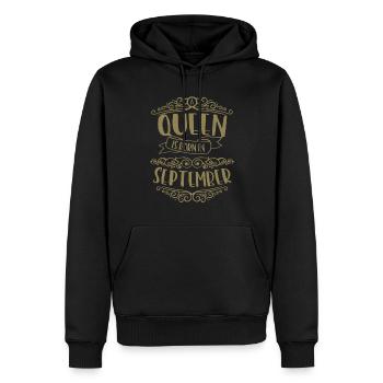 Une reine est née en septembre - Sweat à capuche Premium bio Homme - noir - Devant - Nico (187cm)