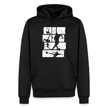 Fußball T-Shirt Retro Vintage Fußballspieler - Männer Premium Bio Hoodie - Schwarz - Vorne - Nico (187cm)