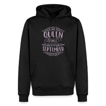 Une reine est née en septembre - Sweat à capuche Premium bio Homme - noir - Devant - Nico (187cm)