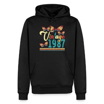 millésime 1987 papillon 35ème anniversaire - Sweat à capuche Premium bio Homme - noir - Devant - Nico (187cm)