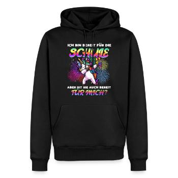 Einschulung Mädchen Schulkind Einhorn Schultüte - Männer Premium Bio Hoodie - Schwarz - Vorne - Nico (187cm)