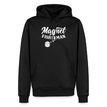 Aimant de pêche magnétique pour pêcheurs magnétique - Sweat à capuche Premium bio Homme - noir - Devant - Nico (187cm)