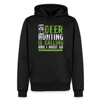 Buck Deer Hunting Hunter Phone - Männer Premium Bio Hoodie - Schwarz - Vorne - Nico (187cm)