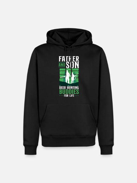 Cerf chasse chasseur père - Sweat à capuche Premium bio Homme - noir