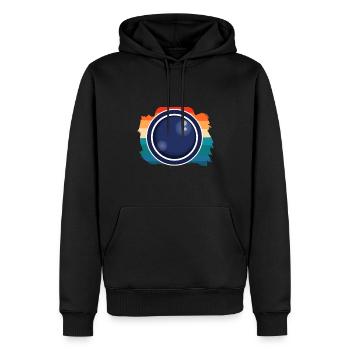 Photos Appareil photo Objectif Photographie - Sweat à capuche Premium bio Homme - noir - Devant - Nico (187cm)