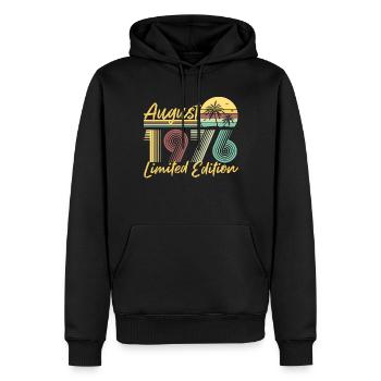 Août 1976 Cadeau d’anniversaire en édition limitée - Sweat à capuche Premium bio Homme - noir - Devant - Nico (187cm)