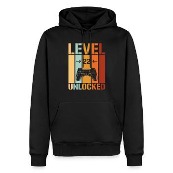 22. Geburtstag Level 22 unlocked - Männer Premium Bio Hoodie - Schwarz - Vorne - Nico (187cm)