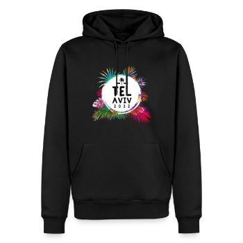 Tel Aviv 2022 Coloré - Sweat à capuche Premium bio Homme - noir - Devant - Nico (187cm)