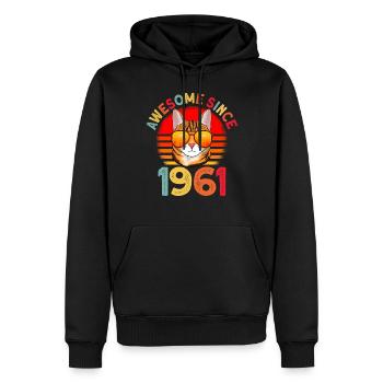 Awesome since 1961 Katze 61. Geburtstag Geschenk - Männer Premium Bio Hoodie - Schwarz - Vorne - Nico (187cm)