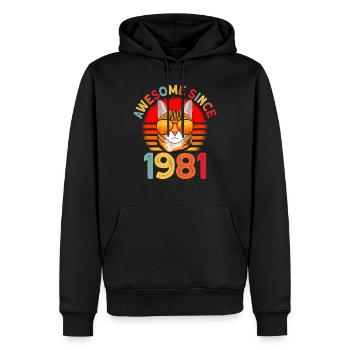 Génial depuis 1981 Cat 41st Birthday Gift - Sweat à capuche Premium bio Homme - noir - Devant - Nico (187cm)
