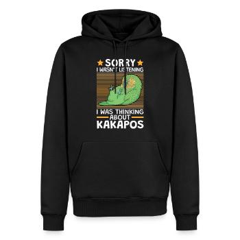 J’ai pensé au perroquet sans vol Kakapos - Sweat à capuche Premium bio Homme - noir - Devant - Nico (187cm)