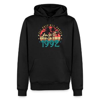 Zum 30.Lebensjahr August 1992 - Männer Premium Bio Hoodie - Schwarz - Vorne - Nico (187cm)