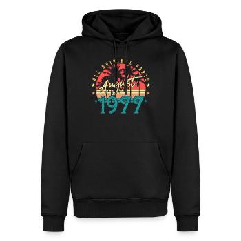 Geboren 1977 Im August - Männer Premium Bio Hoodie - Schwarz - Vorne - Nico (187cm)