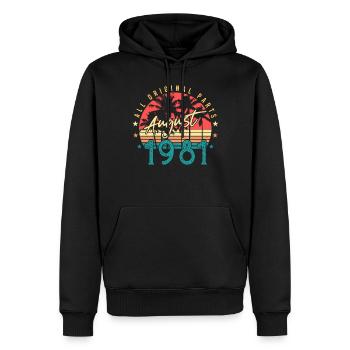 August 1981 Geburtstagsgruss - Männer Premium Bio Hoodie - Schwarz - Vorne - Nico (187cm)