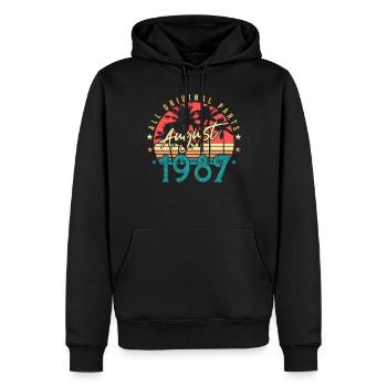 August 1987 Geschenkidee - Männer Premium Bio Hoodie - Schwarz - Vorne - Nico (187cm)