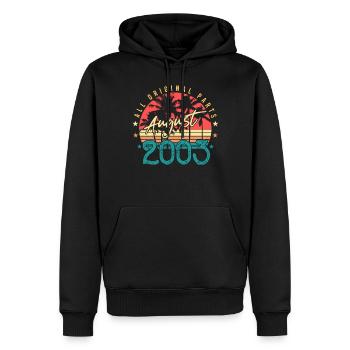 Mois de naissance Août 2003 - Sweat à capuche Premium bio Homme - noir - Devant - Nico (187cm)