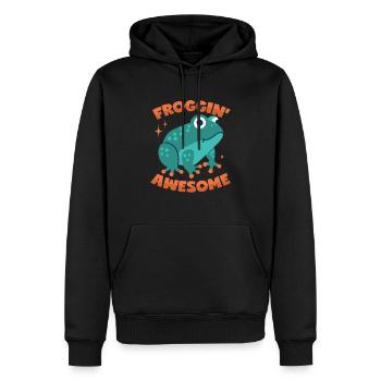 Frosch Wortwitz - Männer Premium Bio Hoodie - Schwarz - Vorne - Nico (187cm)