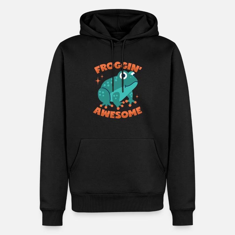 Jeu de mots de grenouille - Sweat à capuche Premium bio Homme - noir