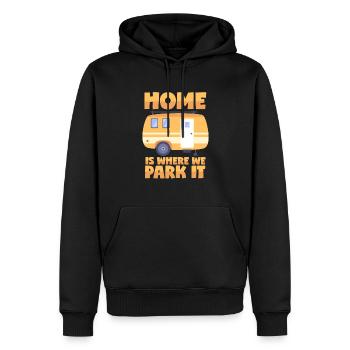 Camping Wortspiel - Home Is Where We Park It - Männer Premium Bio Hoodie - Schwarz - Vorne - Nico (187cm)