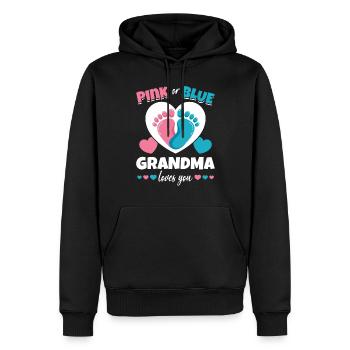 Grand-mère rose ou bleue t’aime - Sweat à capuche Premium bio Homme - noir - Devant - Nico (187cm)