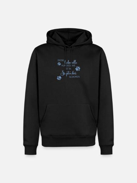 Liebevolle Hundedame September Geburtsmonat - Männer Premium Bio Hoodie - Schwarz