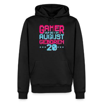 20. Geburtstag August Jahrgang 2002 Gamer - Männer Premium Bio Hoodie - Schwarz - Vorne - Nico (187cm)