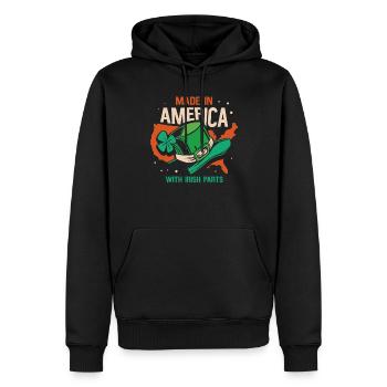 Fabriqué en Amérique avec des parties irlandaises irlandaises - Sweat à capuche Premium bio Homme - noir - Devant - Nico (187cm)