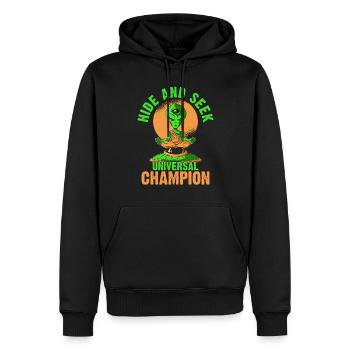Cacher et rechercher Champ Funny - Sweat à capuche Premium bio Homme - noir - Devant - Nico (187cm)