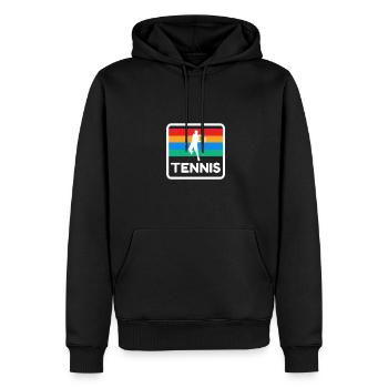 Tennis Vintage Design 80s 70s Tournoi de tennis - Sweat à capuche Premium bio Homme - noir - Devant - Nico (187cm)