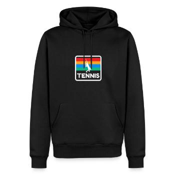 Tennis Retro Design Tennisfans Tennisspieler 80s - Männer Premium Bio Hoodie - Schwarz - Vorne - Nico (187cm)