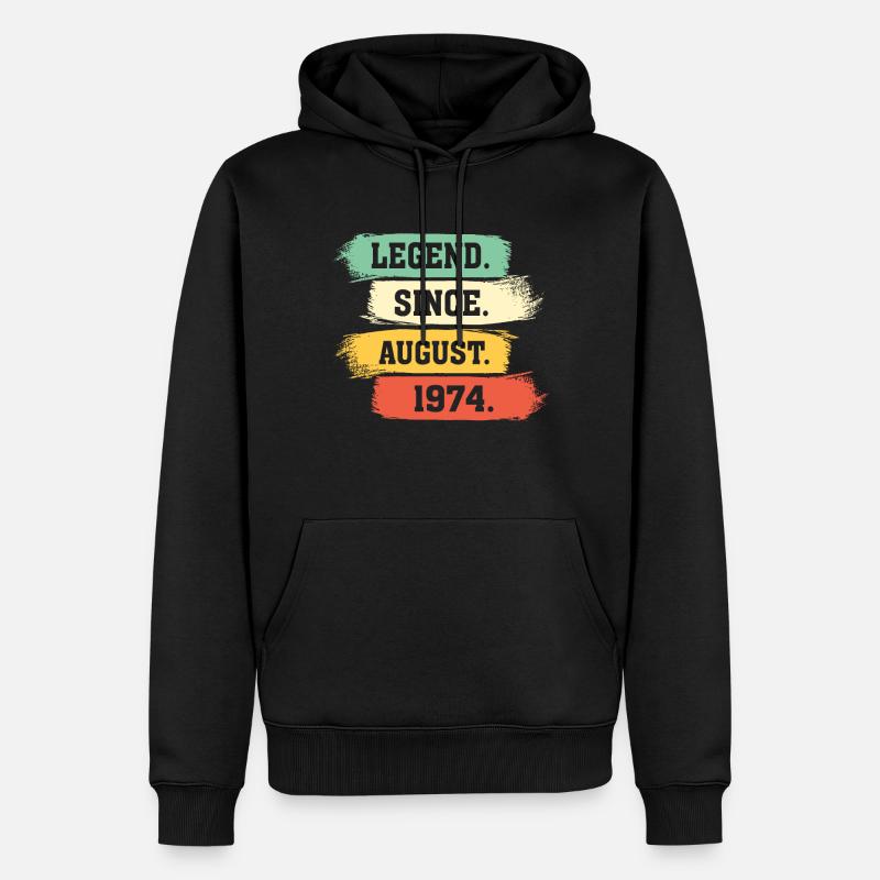 Legend since August 1974 - Männer Premium Bio Hoodie - Schwarz