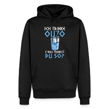 Ich trinke Ouzo - Männer Premium Bio Hoodie - Schwarz - Vorne - Nico (187cm)