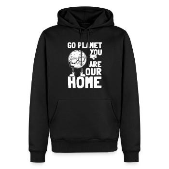 Dabbing Planet Go Planet You are our home - Men’s Premium Organic Hoodie - black - Front - Nico (187cm)