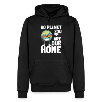 Planet Dabbing Go Planet You are our home - Men’s Premium Organic Hoodie - black - Front - Nico (187cm)