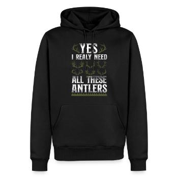 Buck Deer Hunting Hunter Vintage - Sweat à capuche Premium bio Homme - noir - Devant - Nico (187cm)