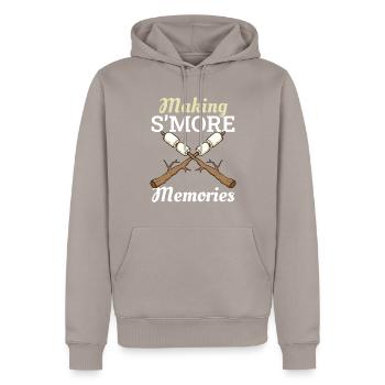 Faire des souvenirs S’mores - Sweat à capuche Premium bio Homme - taupe - Devant - Nico (187cm)