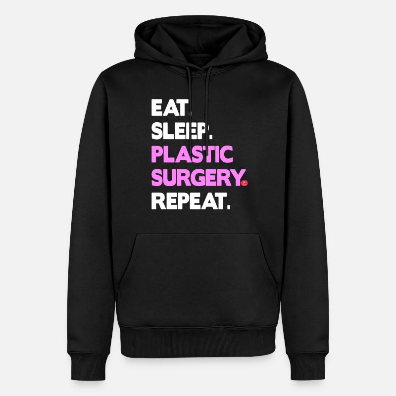 eat sleep plastic surgery repeat - Männer Premium Bio Hoodie - Schwarz