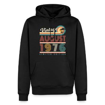 Geburtstagsgruss 1976 August - Männer Premium Bio Hoodie - Schwarz - Vorne - Nico (187cm)