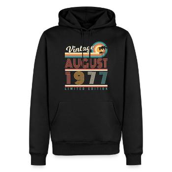 Geburtstagsgruss 1977 August - Männer Premium Bio Hoodie - Schwarz - Vorne - Nico (187cm)