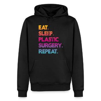 eat sleep plastic surgery repeat - Männer Premium Bio Hoodie - Schwarz - Vorne - Nico (187cm)