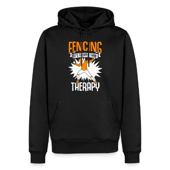 Billiger als Therapie Lustiges Fechten Sport Humor - Männer Premium Bio Hoodie - Schwarz - Vorne - Nico (187cm)