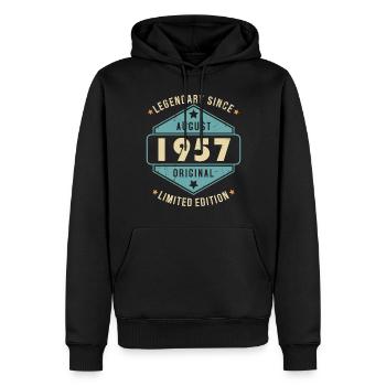 Août 1957 Vintage Retro Anniversaire - Sweat à capuche Premium bio Homme - noir - Devant - Nico (187cm)