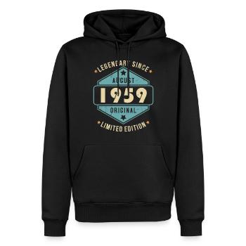 Août 1959 Vintage Retro Anniversaire - Sweat à capuche Premium bio Homme - noir - Devant - Nico (187cm)