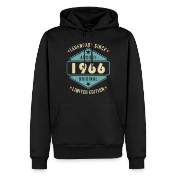 Août 1966 Vintage Retro Anniversaire - Sweat à capuche Premium bio Homme - noir - Devant - Nico (187cm)