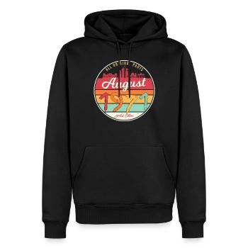 1971 En août Millésime - Sweat à capuche Premium bio Homme - noir - Devant - Nico (187cm)