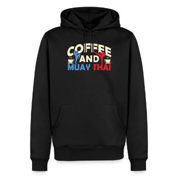 Kaffee Und Muay Thai Kampfsport Kämpfer Kampf - Männer Premium Bio Hoodie - Schwarz - Vorne - Nico (187cm)